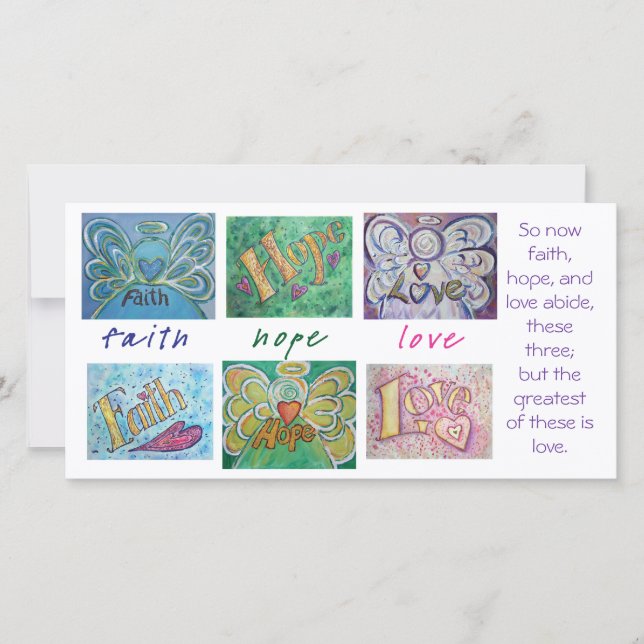Faith Hope Love Angel Word Art Collage Carte photo (Devant)