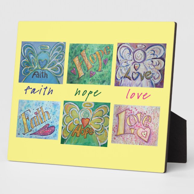 Faith, Hope, Love Angel Word Collage Poème Plaque (Côté)