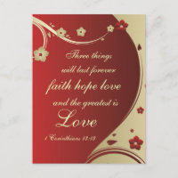 Faith Hope Love Bible Verse Customisée Carte posta