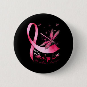 Faith Hope Love Draquelly Breast Cancer Awareness Button