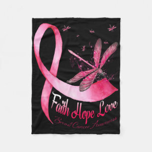 Faith Hope Love Draquelly Breast Cancer Awareness Fleecedecke
