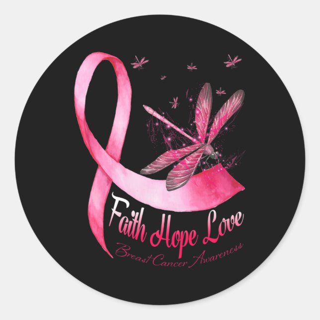 Faith Hope Love Draquelly Breast Cancer Awareness Runder Aufkleber (Vorderseite)