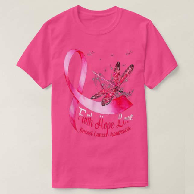 Faith Hope Love Draquelly Breast Cancer Awareness T-Shirt (Design vorne)
