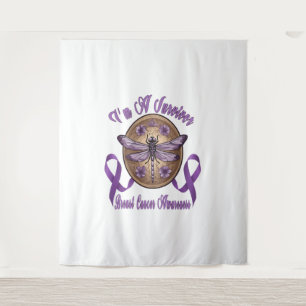 Faith Hope Love Draquelly Breast Cancer Awareness Wandteppich