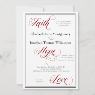 Faith Hope Love Graceful Script Faire-part de mari