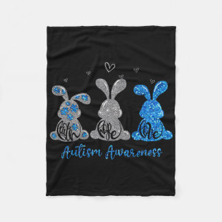 Faith Hope Love Leopard Easter Bunny Autism Awaren Fleecedecke