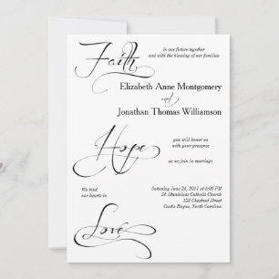 Faith Hope Love Script Faire-part de mariage