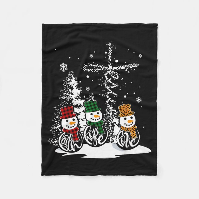 Faith Hope Love Snowman Jesus Christian Tree Chris Fleecedecke (Vorderseite)