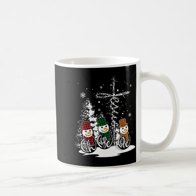 Faith Hope Love Snowman Jesus Christian Tree Chris Kaffeetasse (Rechts)