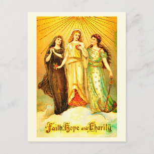 Faith Hope Wohltätigkeit Vintage Kunst Postkarte