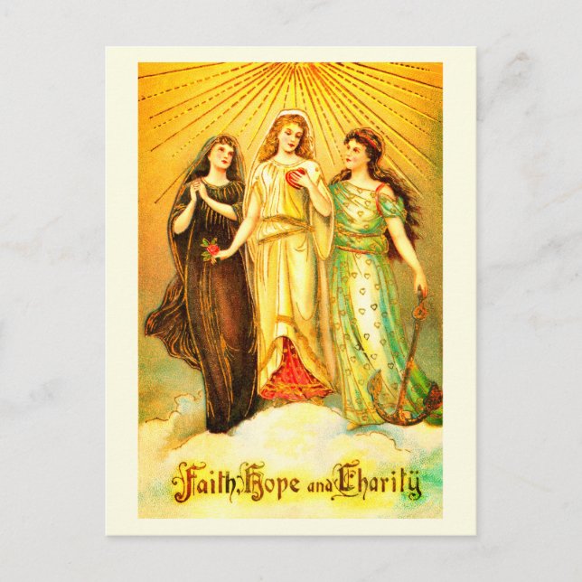 Faith Hope Wohltätigkeit Vintage Kunst Postkarte (Vorderseite)