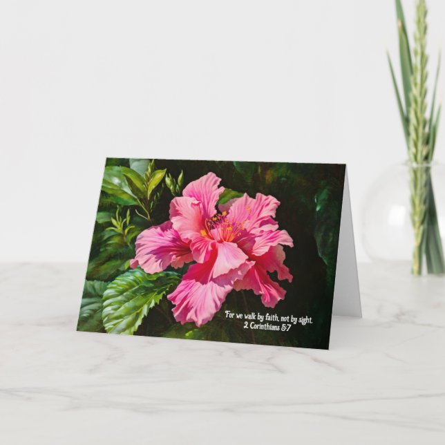 Faith Hübsch Pink Hibisken Blume Art Note Card Dankeskarte (Vorderseite)