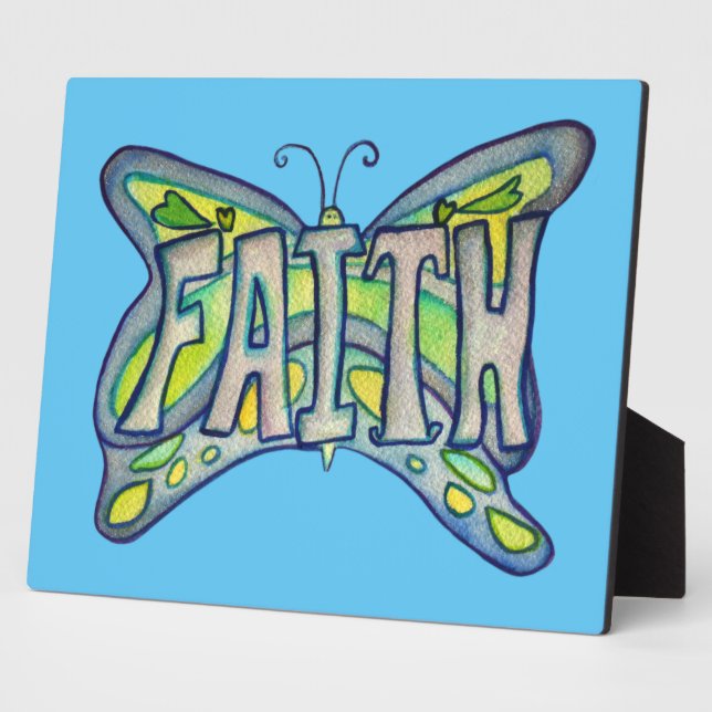 Faith Inspirational Papillon Peinture Plaque cadea (Côté)