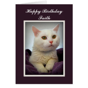 Faith Joyeux Anniversaire Carte Chat Blanc