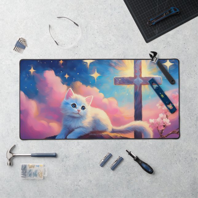 Faith Kitten - Mousemat Schreibtischunterlage (Arbeitsplatz)