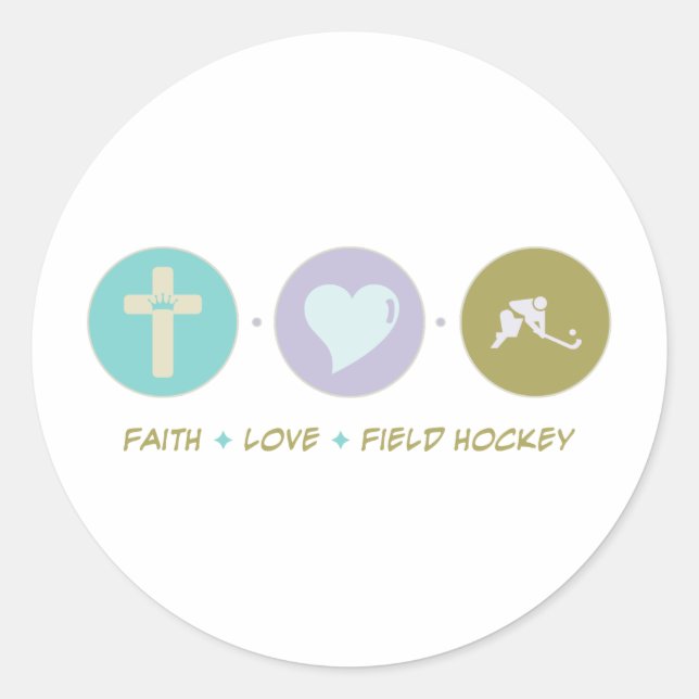Faith Liebe Field Hockey Runder Aufkleber (Vorderseite)