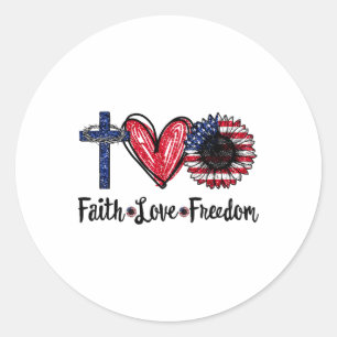 Faith Liebe Freedom Sunflower Jesus American Flag Runder Aufkleber