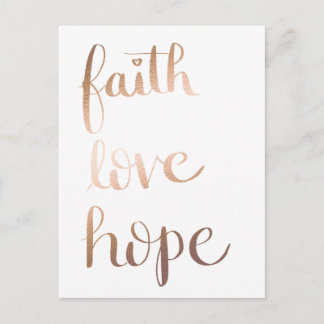 Faith Liebe Hope Gold Fox Postcard Postkarte