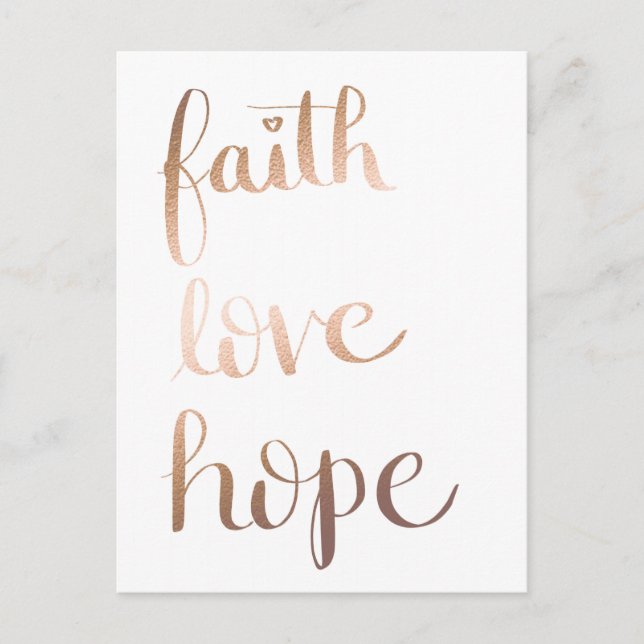 Faith Liebe Hope Gold Fox Postcard Postkarte (Vorderseite)