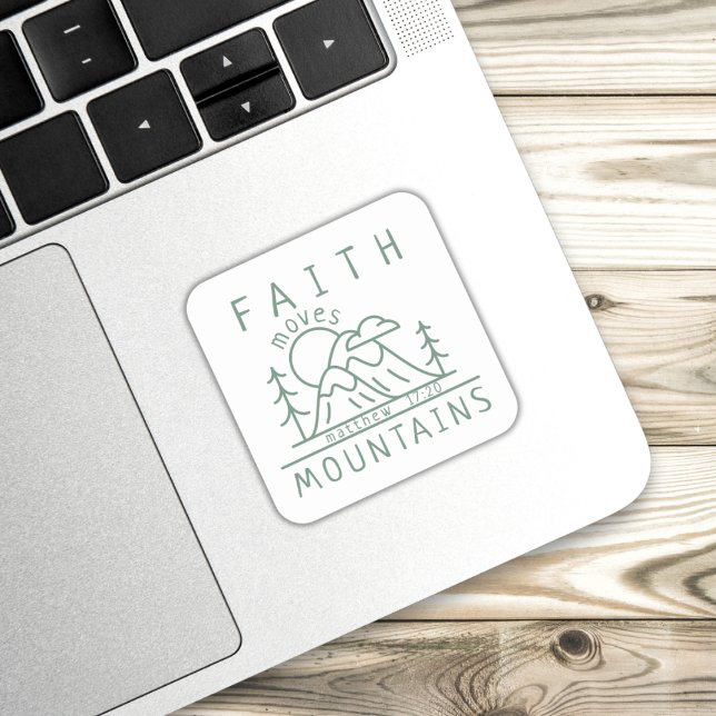 Faith Moves Mountains Bible Verse Christlich Quadratischer Aufkleber (Von Creator hochgeladen)