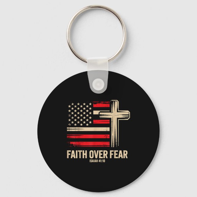 Faith Over Fear American Flag  Schlüsselanhänger (Vorderseite)