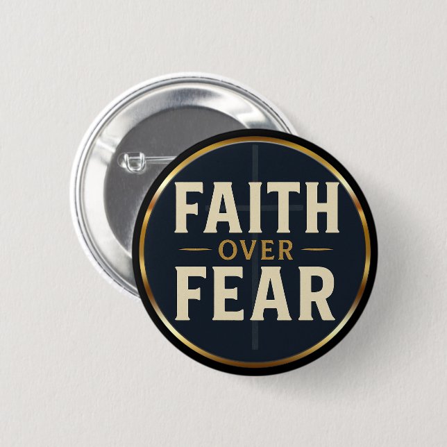 Faith Over Fear Black & Gold Christian Quote  Button (Vorne & Hinten)