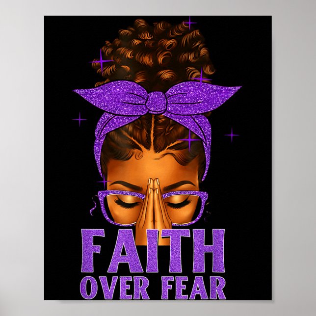 Faith Over Fear Black Women Afro Christian African Poster (Vorne)
