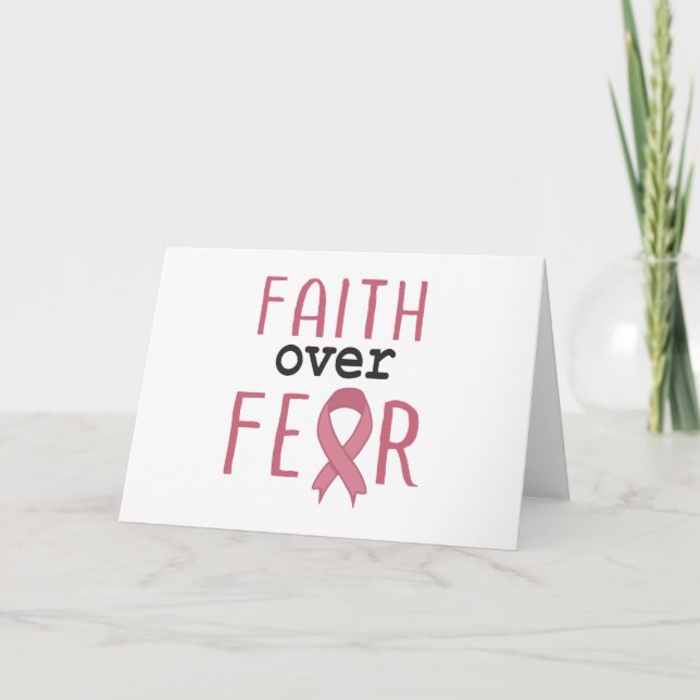 Faith Over Fear Breast Cancer Awareness Dankeskarte (Vorderseite)