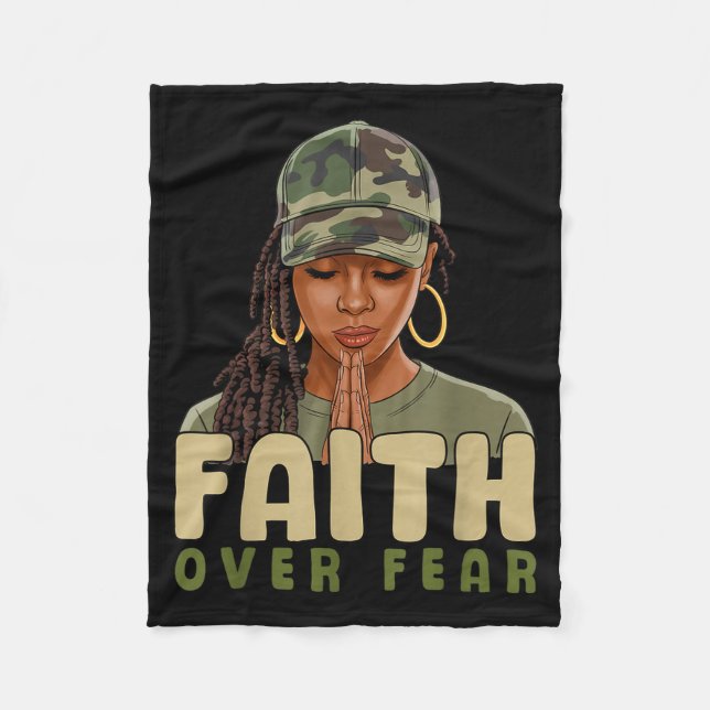 Faith Over Fear Christian Camo African American Af Fleecedecke (Vorderseite)