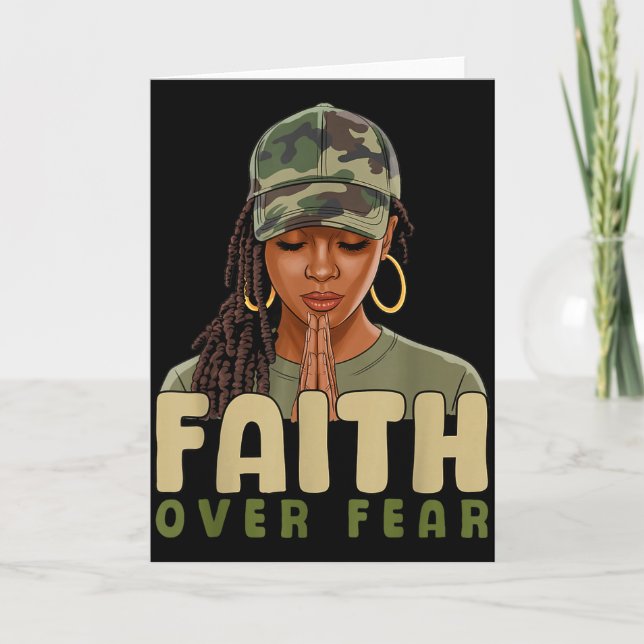 Faith Over Fear Christian Camo African American Af Karte (Vorderseite)