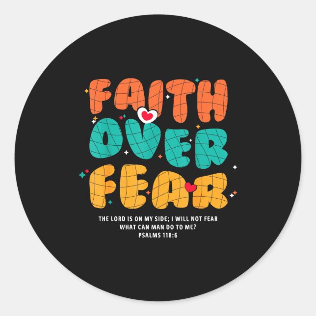 Faith Over Fear Christian Religious Groovy Men Wom Runder Aufkleber (Vorderseite)