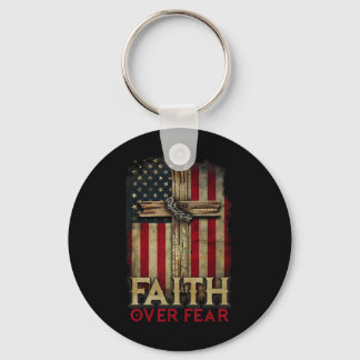 Faith Over Fear Christians Cross Usa American Flag Schlüsselanhänger
