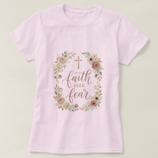  Faith Over Fear Floral Kranz Shirt – Christlich 