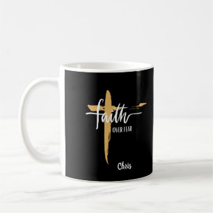 Faith Over Fear Goldkreuz Kaffeetasse
