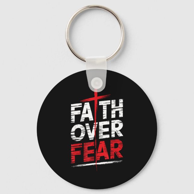 Faith Over Fear With Cross Christian Men  Schlüsselanhänger (Vorderseite)