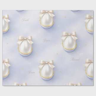 Faith Pearl Wrapping Paper Elegant Bow Design Geschenkpapier