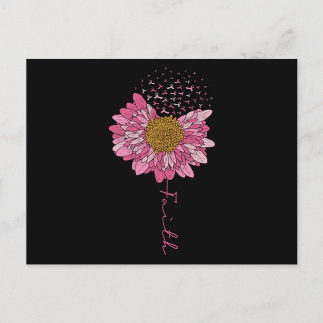 Faith Pink Blume Brustkrebs Bewusstsein Einladungspostkarte (Vorderseite)