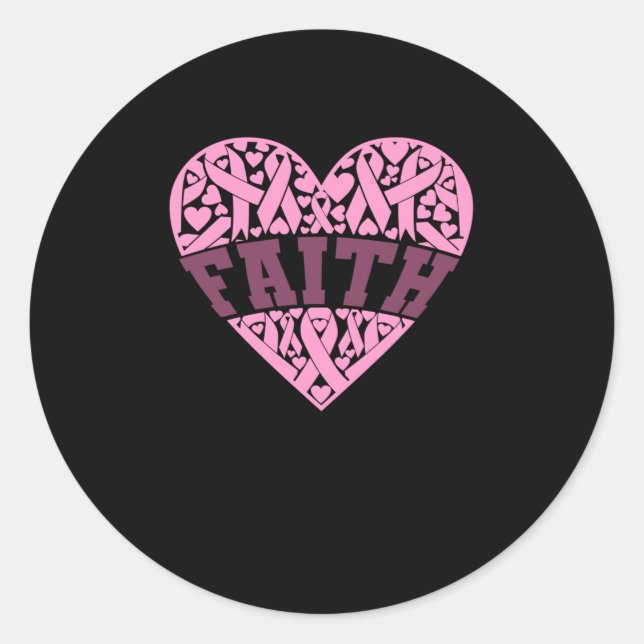 Faith Pink Heart Breast Runder Aufkleber (Vorderseite)