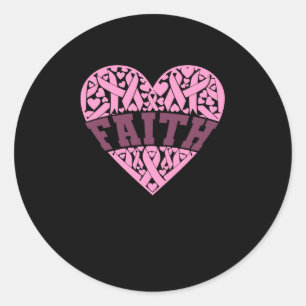Faith Pink Heart Breast Runder Aufkleber