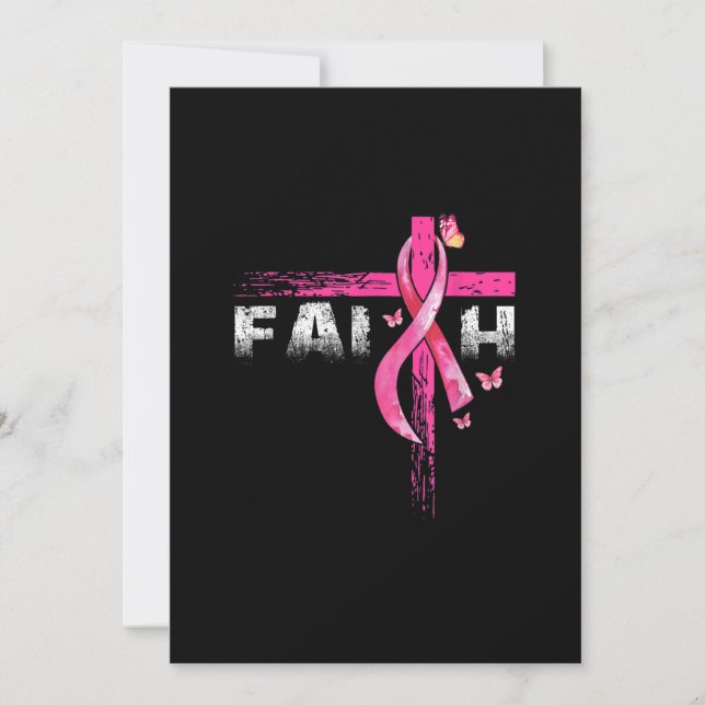 Faith Pink Ribbon Butterfly Brustkrebs Auswarenes Einladung (Vorderseite)