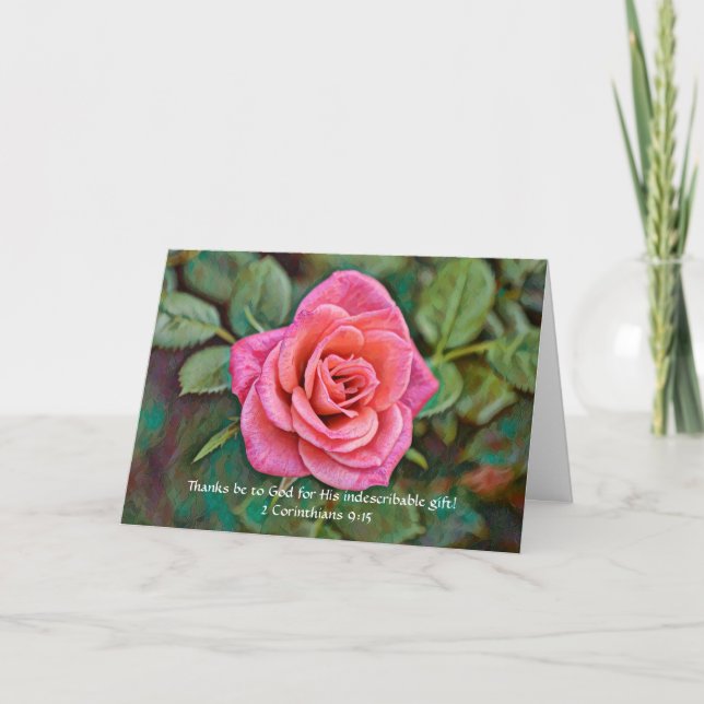 Faith Pink Rose Danke-Karte Karte (Vorderseite)