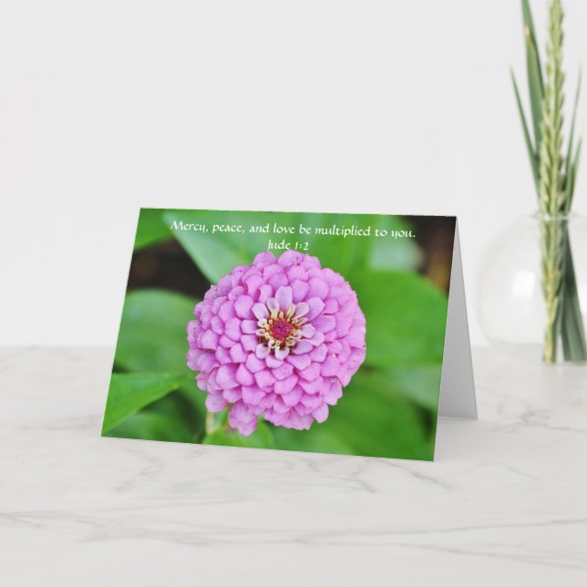 Faith Pink Zinnia Garden Note Card Karte (Vorderseite)