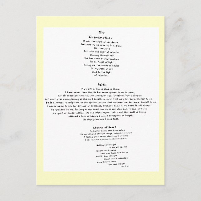 Faith Postkarte (Vorderseite)