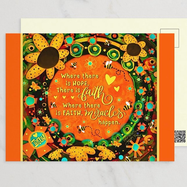 Faith Pretty Floral Bumblebee Irland Postkarte (Von Creator hochgeladen)