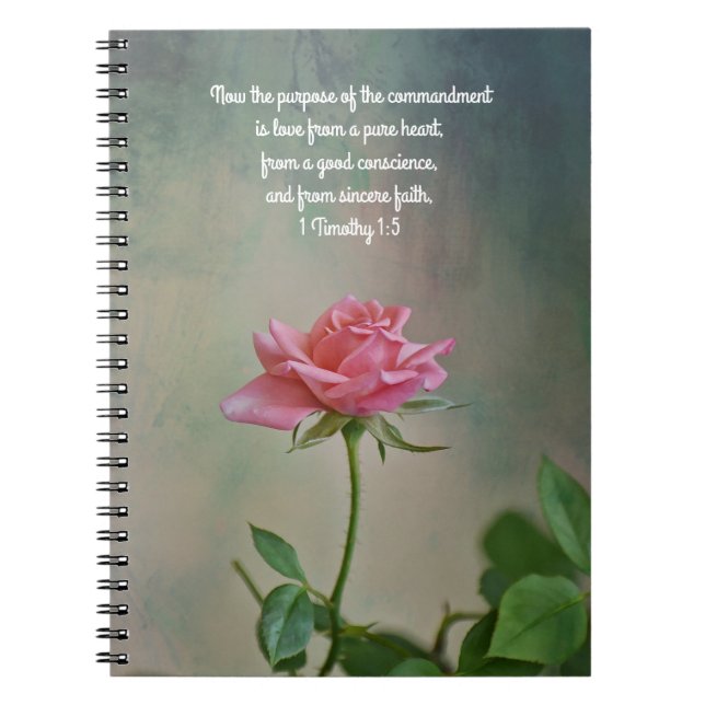 Faith Rose Pink Blume Gebetsbuch Notizblock (Vorderseite)