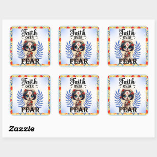 Faith Sugar Skull Quadratischer Aufkleber