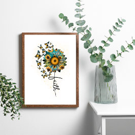 Faith Sunflowers Butterflies Christlich Religious Poster