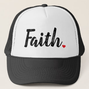FAITH Textur Buchstaben mit rotem HERZ Truckerkappe