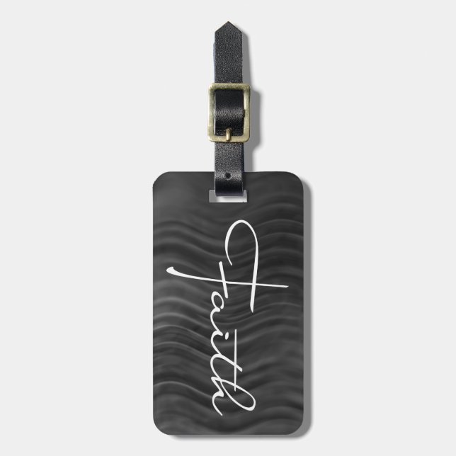 Faith Typografy Christlich Black and White Modern Gepäckanhänger (Vorderseite vertikal)
