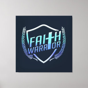 Faith Warrior Christian Blue Leinwanddruck
